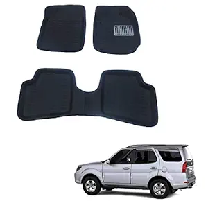 KOZDIKO TPE Car Foot Mats for Tata Safari Dicor, Black, Set of 3 Pcs