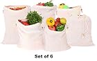 Earthy Fab Fridge Bag for Vegetables Storage. 100% Cotton, Biodegradable, Reusable, Multipurpose. Set of 6