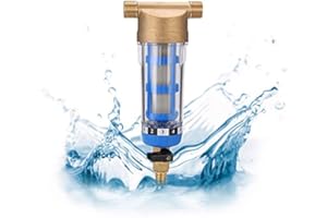 EUNEWR Filtre à eau réutilisable Spin-Down Filtre à eau à sédiments pour robinet d'eau Filetage extérieur Filtre à sédiments pour tuyau d'eau de fontaine Filtre à sédiments (filetage mâle 3/4")