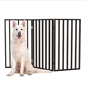 PETMAKER Wooden Pet Gate- Tall Freestanding 3-Panel Indoor Barrier Fence, Lightweight & Foldable for Dogs, Puppies, Pets- 54 X32 (Dark Brown)