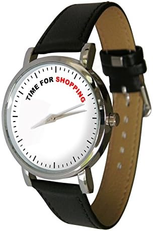 Time for Shopping Design Watch with a Genuine Leather Strap