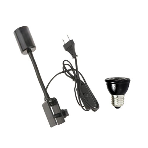 Sharplace E27 Titular de Lámpara de Reptil Ajustable + Bombilla de Calor Infrarrojo de Cerámica Calor para Animal - UE - Negro 60W