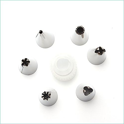 6 Pieces Cake Piping Icing Nozzles Tips Kit Set with 10 Reusable Piping Bags, Stainless Steel Cakes Cupcakes Decorating Cookies Pastry Tool