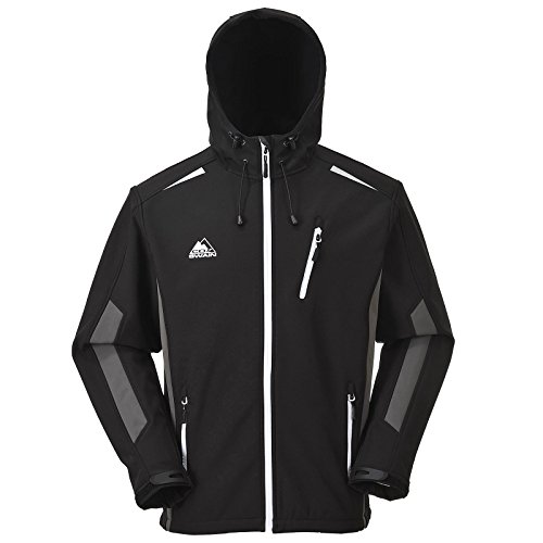 Cox Swain Men 3-Layer Outdoor Soft Shell Jacket Tapir - 10.000mm Waterproof - 2.000mm Breathable, Colour: Black/White Zipper, Size: M