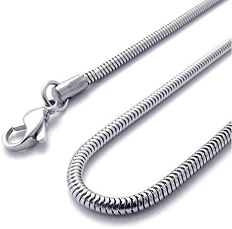 Mythgiftuk Mens 0.9mm-2.4mm 16"-40" Silver tone Stainless Steel Snake Necklace Chain - 18 inches 0.9mm