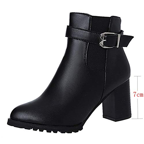 Preisvergleich Produktbild WWricotta Damen Stiefeletten Chelsea Boots mit Blockabsatz Profilsohle Kurzschaft Stiefel Freizeitschuhe High Heels Martin Stiefel Ankle Boots