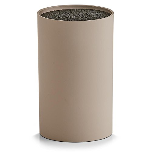 Messerblock Kunststoff - taupe - rund - 11 x 18 cm mit Borsteneinsatz
