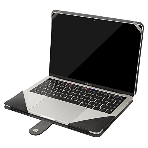 MOSISO MacBook Pro 15 PU Leder Hülle 2016, Buch Folio Stand ärmelabdeckung mit klaren Trägern an den oberen Ecken für NEUESTE MacBook Pro 15 Zoll (2016 Freisetzung) A1707 mit Touch Bar and Touch ID, Schwarz - 4