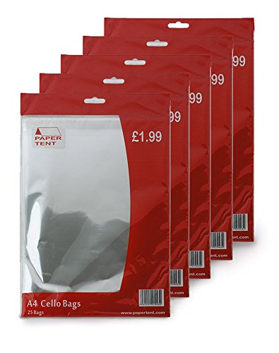 Papertent A4 Cello Bags, x 5 PACKS