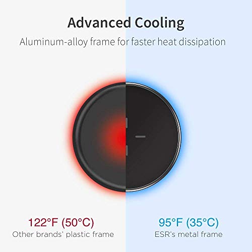 ESR Chargeur sans Fil Qi  5W   10W Chargeur    Induction  Station de Rechargement sans Fil  Garantie    Vie   Alliage de Zinc   Ultra fin  5W pour iPhone XS   iPhone XS Max   iPhone XR   iPhone X   iPhone 8   iPhone 8 Plus   Charge Rapide   Fast Charge  10W pour Samsung Galaxy Note 9   S9   S9    S8   S7  sans chargeur secteur QC   Noir