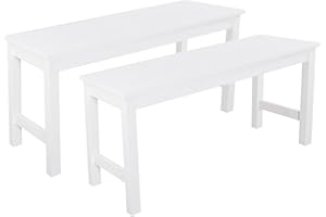 BTGGG Dining Benches Set of 2, Indoor Wooden Kitchen Corner Bench Seat Dining Table Bench for Bedroom Living Room Entryway Hallway, White