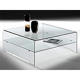 Peso (kg): 76 Mesa de Centro de Cristal Curvado Transparente con Estante Amarina 100 cm