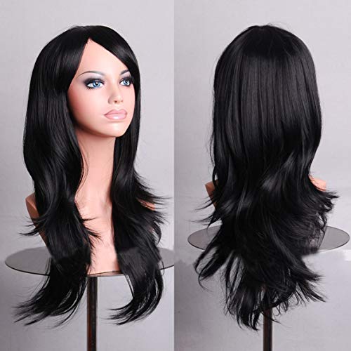 CWeep 27.5''/70cm Long Wig Big Wavy Heat Resistant Synthetic Straight Hair, Ladies Sexy Natural Costume Club Party Daily Hair with Wig cap