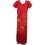 Indiatrendzs Women Cotton Nightwear Printed Red Nighty (Chest 42)