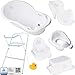 Produktbild Baby Badewanne mit Gestell und Badewannensitz - Verschiedene Sets für Neugeborene mit Babybadewannen + Ständer +Abfluss + Badewannensitz + Töpfchen + Toilettentrainer + Hocker. Tüv Rheinland geprüft!