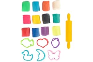 Genio Kids Kit de Pâte à Modeler Bio - Comestible pour Bébé 12 Pièces 0,65 kg avec 7 Accessoires Argile Autodurcissante Pate pour Enfant Rentrée Scolaire