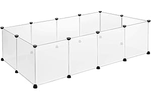 TRMLBE Recinto per Conigli 12 Pezzi di Recinzione per Piccoli Animali in Plastica Interno Esterno per Conigli Box per Cuccioli per Criceti Leoni Recinto - 145x75x48cm