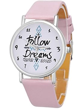 Sunnywill Frauen Alphabet Muster PU Leder Armbanduhr Pink …