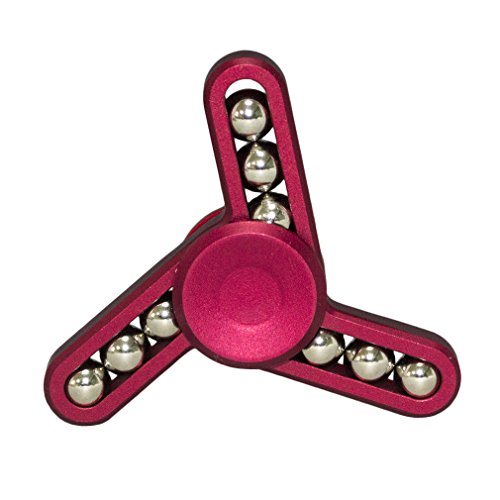 Hand Spinner,HXSS Spinner Tri-Spinner DIY Toy with Steel Ball Stress Reducer - Perfect For ADD, ADHD, Anxiety, and Autism Adult Children Durable High Speed (Red)