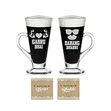 YaYa cafe Combo of Engraved Tea Mugs and Coaster for Brother and Bhabhi, 230ml (Clear) - Set of 4
