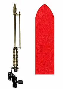 EncoreAuto Golden Car Flag Rod with Universal Bracket and Cover (Red) for All Car Models & Bikes/Corner Rod