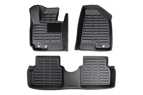 Origen Alfombra Específica 3D Para Hyunday IX35 (2011-2015), Fabricadas en Pvc, Bordes Altos, Ajuste Perfecto, Negro, Pack de 3 Piezas