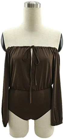 HDYS Women's Siamese Pants Deep v Slotted Collar Long-Sleeved Autumn and Winter Hit The Ground, The Dark Lady,S