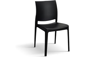 PAZZO DESIGN Chaise Alberto, Ensemble de 4 chaises, Moderne, Noir, Polypropylène, Empilable, Intérieur et Extérieur