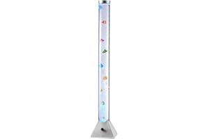 ‎LEUCHTENDIREKT LeuchtenDirekt LED Wassersäule H120cm, RGB-Farbwechsel, bedienbar über Schnurschalter, Kinderzimmer-Leuchte, inkl. Fische, stahlfarben