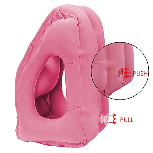 Aufblasbares Reisekissen für Flüge,Zugreisen,Fernbus, Tragbare Multifunktions Reise Nackenkissen, Nickerchenkissen - 3