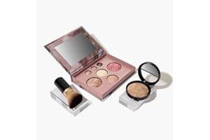 DEJIN Encounter a Delicate Makeup Look and Unlock the Baked Starter Kit (3PC), The Best of the Best Baked Palette, Includes Bronzer, Blush, Kabuki Brush and Eyeshadows - Travel-Friendly (Medium)