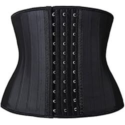 YIANNA Femme Underbust Hourglass 25 désossé en Acier Torse Court Latex Corset Serré Taille Minceur Waist Trainer Ventre Plat, UK-YA110299-Black-S
