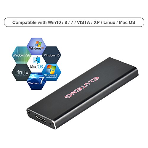 ELUTENG M.2 NGFF SSD auf USB3.0 Adapter Externes USB3.0 zu NGFF SSD Gehäuse Tragbare M.2 Festplattengehäuse mit Schraubendreher in Schwarz - 6