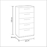 Habitdesign 007825BO - Comoda chifonier, color blanco brillo, dimensiones...