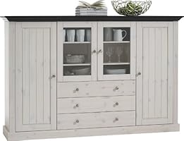 Steens Group 3170390213001F Monaco Vitrine Pin Massif Blanc/Marron Fonc&eacute; 123 x 186,5 x 46,5 cm