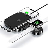 【Flexibles Design】: Dock für Apple Watch ist mit einem kurzen 4cm Kabel mit dem Pad verbunden, um es zu vermeiden, dass Laden von Handy und Watch sich gegenseitig behindert.