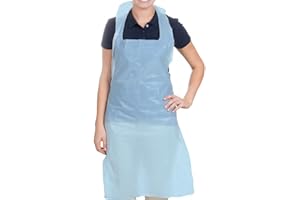 Osler & Walsh Premium Disposable Aprons for Women & Men (Blue, pack of 100), 700mm x 1170mm for Adults, 16 Microns Flat Packed Bulk Polyethylene Aprons (NHS size and spec)