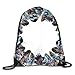 Produktbild EELKKO Drawstring Backpack Gym Bags Storage Backpack, Boho Circle Round Frame with Shabby Ornate Feathers Retro Gypsy Art Decor,Deluxe Bundle Backpack Outdoor Sports Portable Daypack