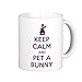 Produktbild Funny Keep Calm Pet A Bunny Kaffee Becher für Frauen Geschenke für Herren Einzigartige Presents Keramik Tasse Cup 312
