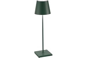 Zafferano Poldina Pro, Lampada da tavolo LED senza fili Ricaricabile, Dimmer touch 2700-3000K, ricarica wireless, IP65 Uso Interno/Esterno batteria Lunga Durata, Corpo in Alluminio, H38cm - Verde