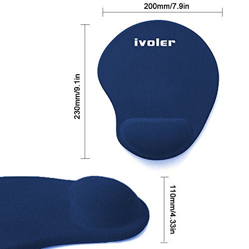 iVoler Mauspad mit Handauflage aus Gel Ergonomisches Office Komfort Mousepad Gelkissen Maus Pad zur Entlastung des Handgelenk, Rutschfeste Gummi Unterseite für Computer, PC und Laptop – Blau - 2