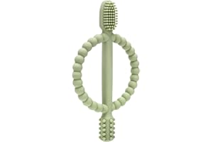 OCTY Toothbrush Teether Toy for Babies: Soft Silicone, Soothes Gums, Safe & Durable, for Newborns & Toddlers 0-6 Months+. Perfect for Teething & Baby Showers. Comforting Teether Toy (Sage Green)