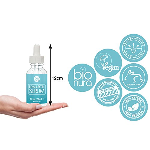 Bionura Hyaluronsäure Anti-Aging Gesichtsserum mit organischen Inhaltsstoffen, Vitamin C/E und Grüner Tee für alle Hauttypen, 1er Pack (1 x 60 ml) - 5