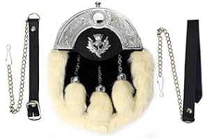 SHYNE KILTS U.K Cuir Kilt Sporran Costume Complet Chrome Cantle Celtique avec Chardon