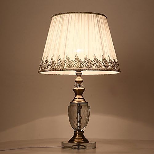 YIERCITY European Style Table Lamp K9 Crystal Desk Lamp with Fabric Shape for Home Decor or Office