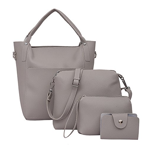 Preisvergleich Produktbild Handtasche Damen Set, Longzjhd Mode Frauen Große Schulter Einkaufstaschen Tragegriff Tasche Oppen Crossbody Kleine Brieftasche 4 Stücke Set für Teen Mädchen Schule Hnad Bag