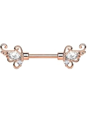 beyoutifulthings Brustwarzen-piercing FLORALES DESIGN Brust-piercing Intim-piercing EDELSTAHL Silber Gold Roségold...