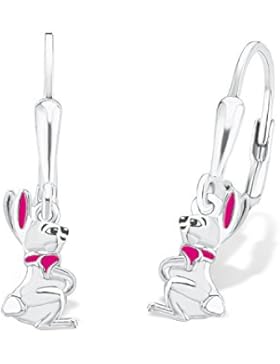 Prinzessin Lillifee Kinder-Ohrhänger Mädchen Hase Häschen Tier emailliert 925 Silber rhodiniert Emaille pink