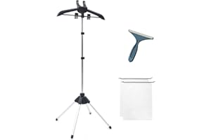 GIPOBUY Portable Steamer Stand for Clothes, Foldable Steamer Rack for Steaming Clothes, Travel Garment Steam Iron Stand Hanger, Folding Handheld Steamer Clothes Rack for RV, Home, Hotel (Black)