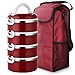 Produktbild Lunch Box, 4 Schichten Lebensmittelqualität Edelstahl Portable Isolierung Thermische Bento Box Mit Griff Und Isolierung Mahlzeit Tasche 2,8 L
